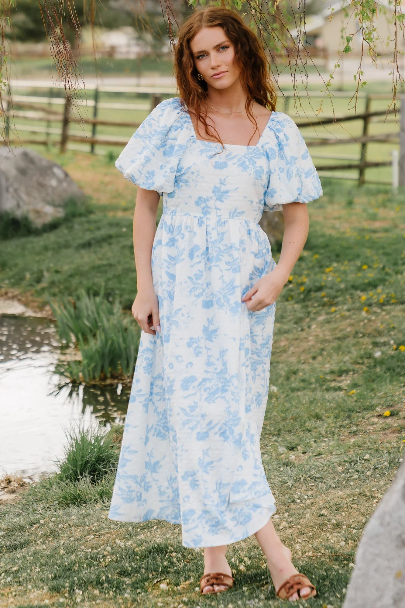 Graceland Maxi Dress | White + Blue Floral Secondary image