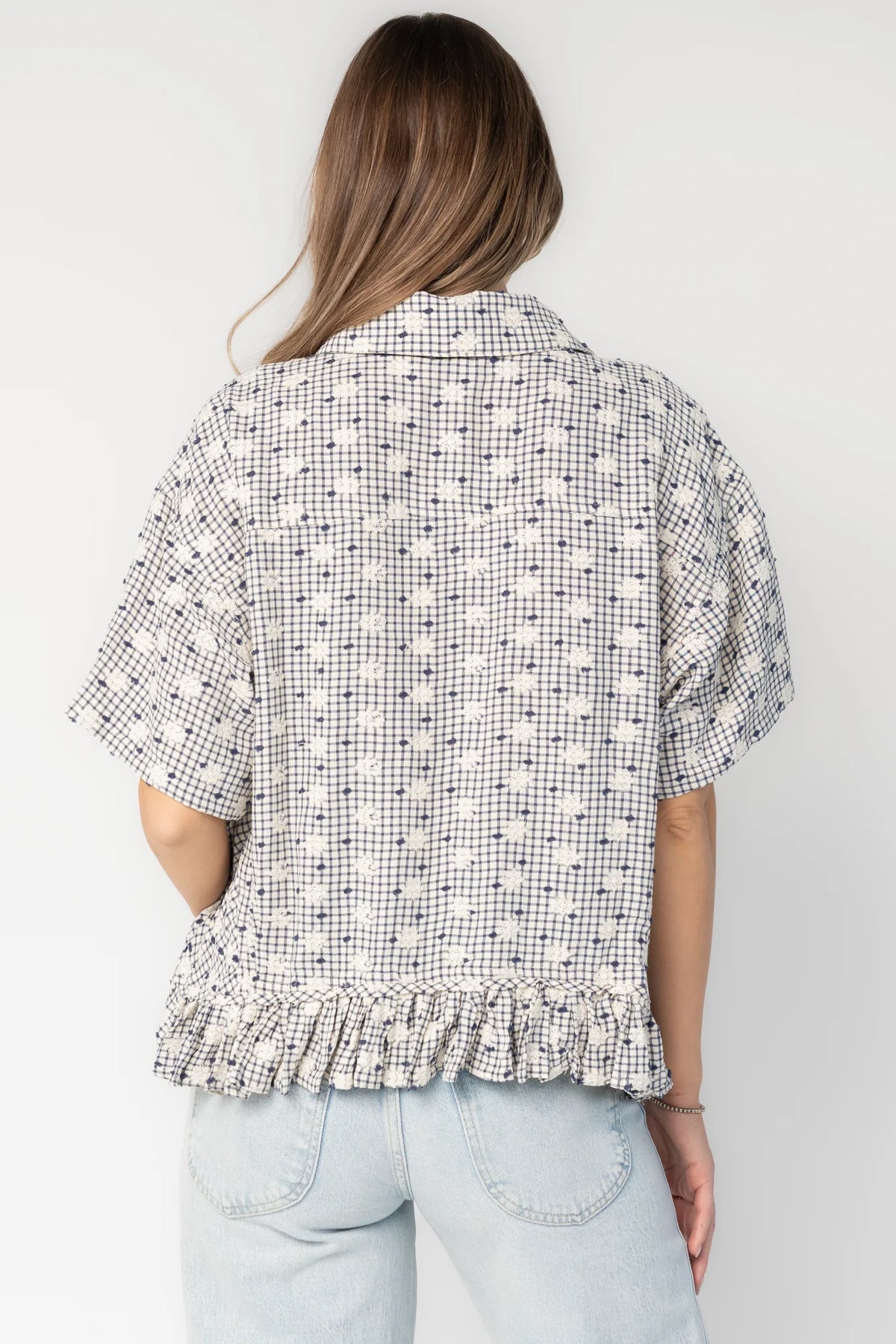 Jalen Relaxed Peplum Top | Blue