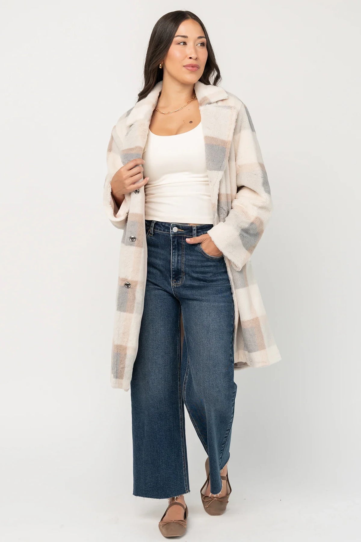 Marjorie Coat | Natural Plaid