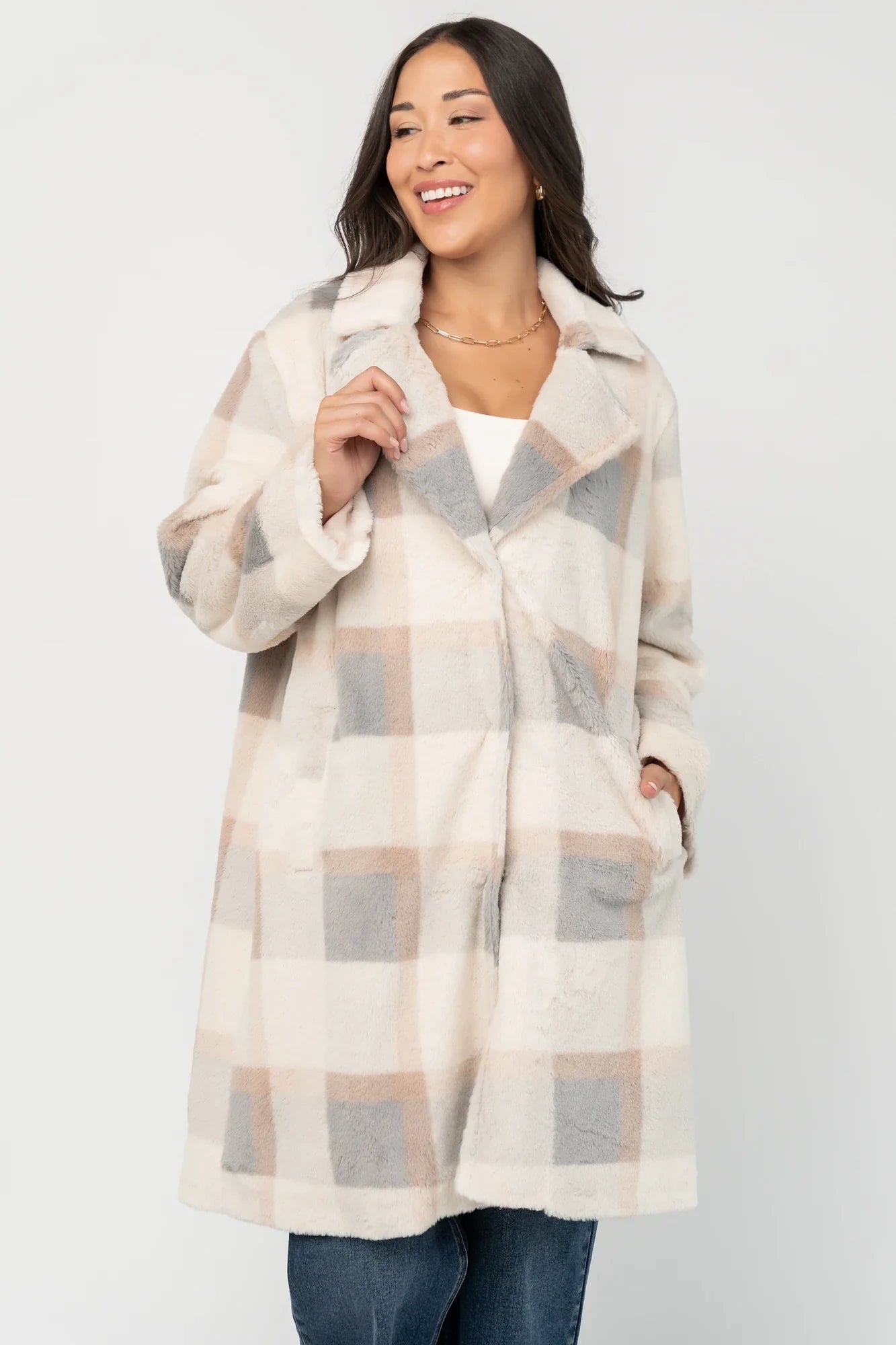 Marjorie Coat | Natural Plaid Secondary image