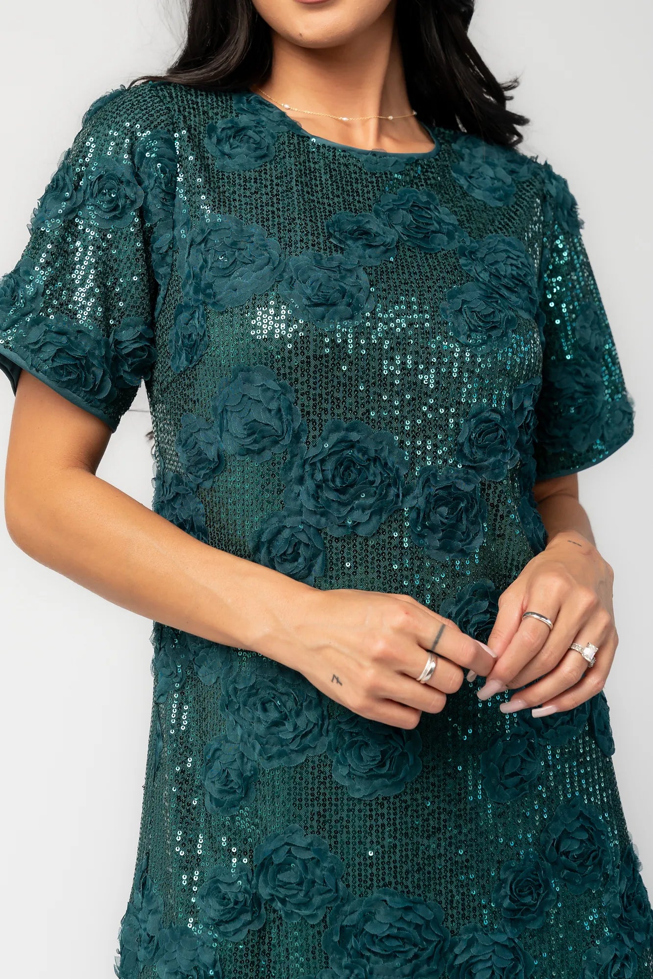 Rhea Sequin Short Dress | Dark Green Secondary image