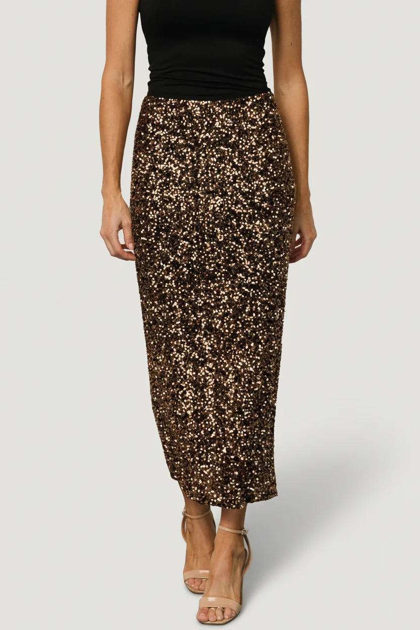 Charmed Sequin Midi Skirt | Bronze Main image