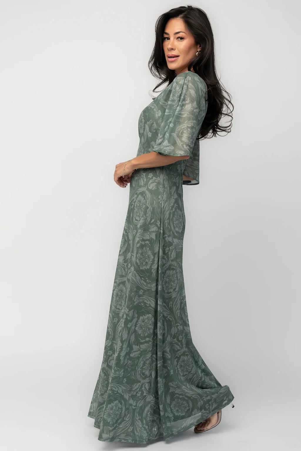 Sevilla Mesh Maxi Dress | Dark Sage