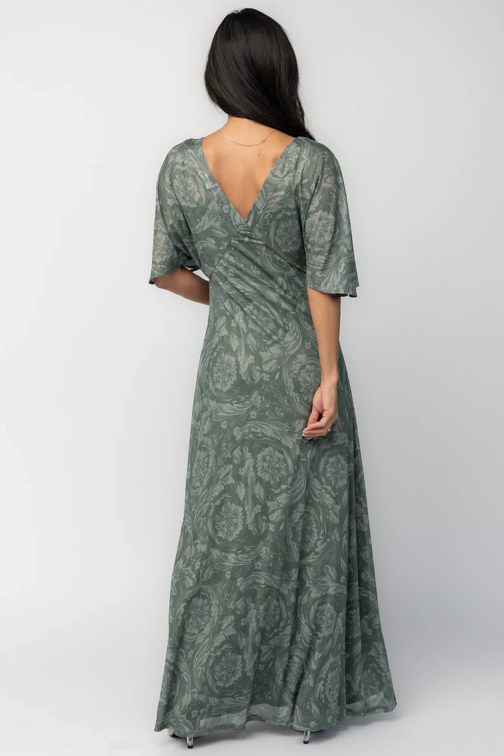 Sevilla Mesh Maxi Dress | Dark Sage