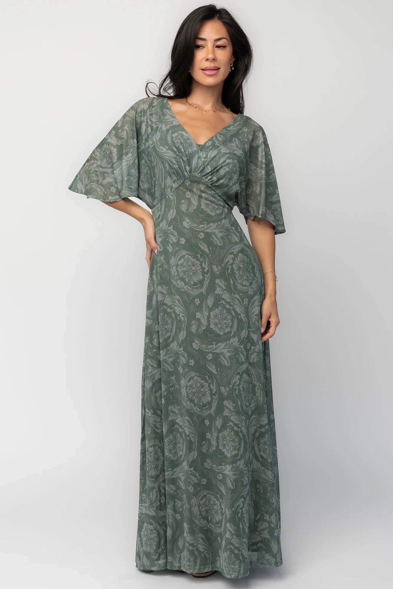 Sevilla Mesh Maxi Dress | Dark Sage Secondary image