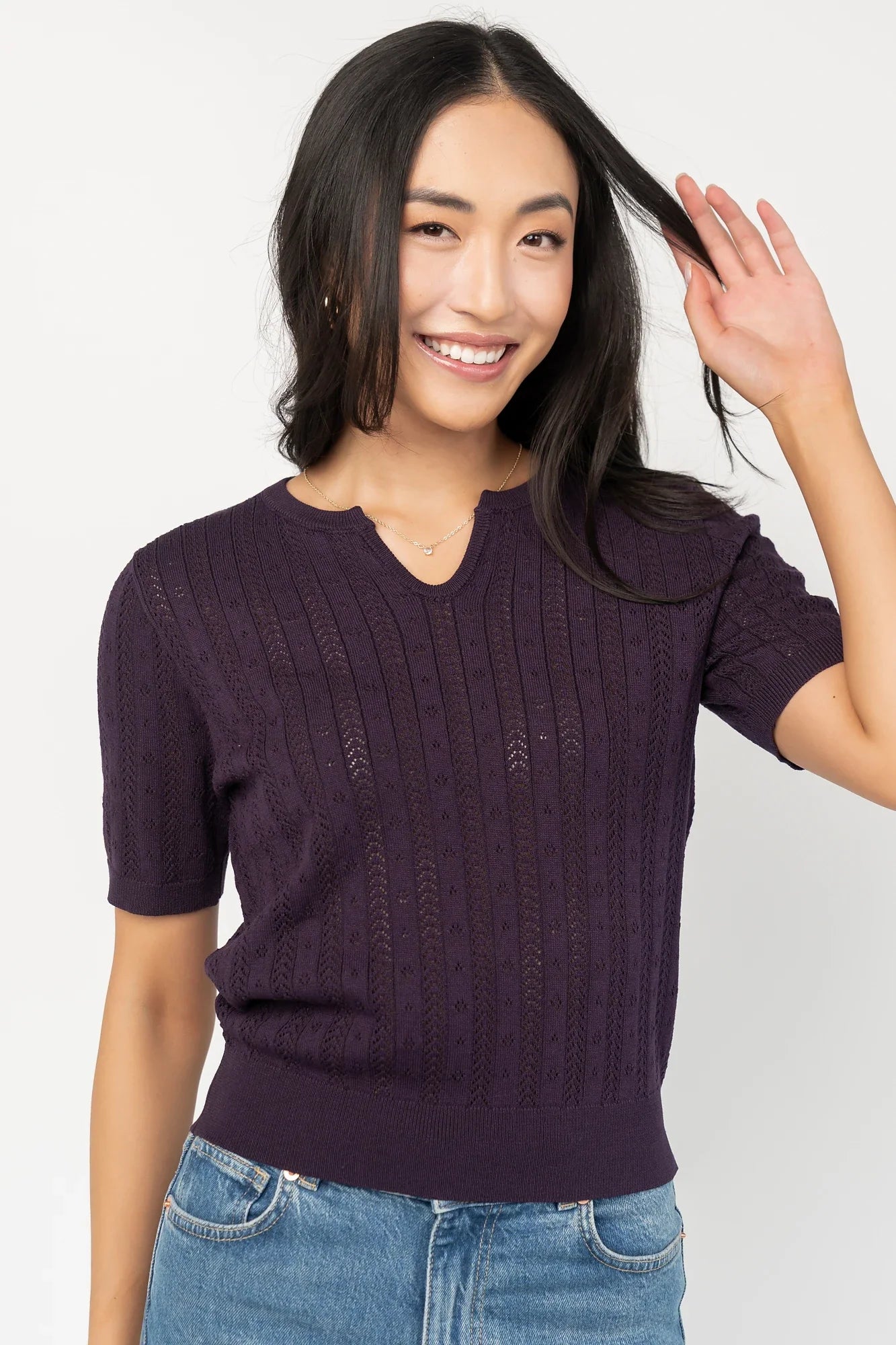Perry Knit Top | Plum Secondary image