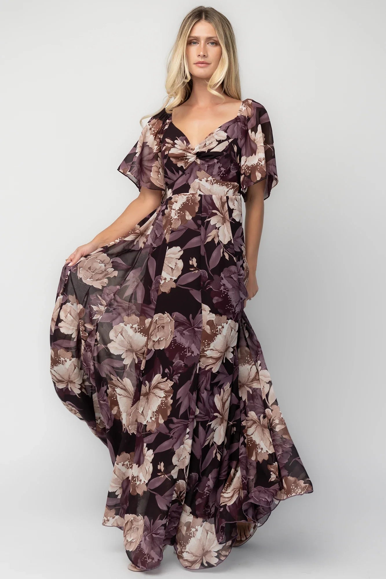 Positano Maxi Dress | Dusty Plum Floral Secondary image