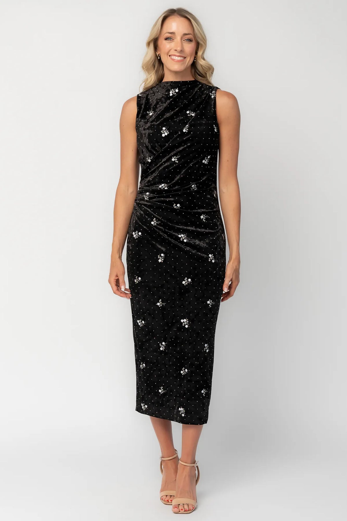 Moonlight Velvet Midi Dress | Black Main image
