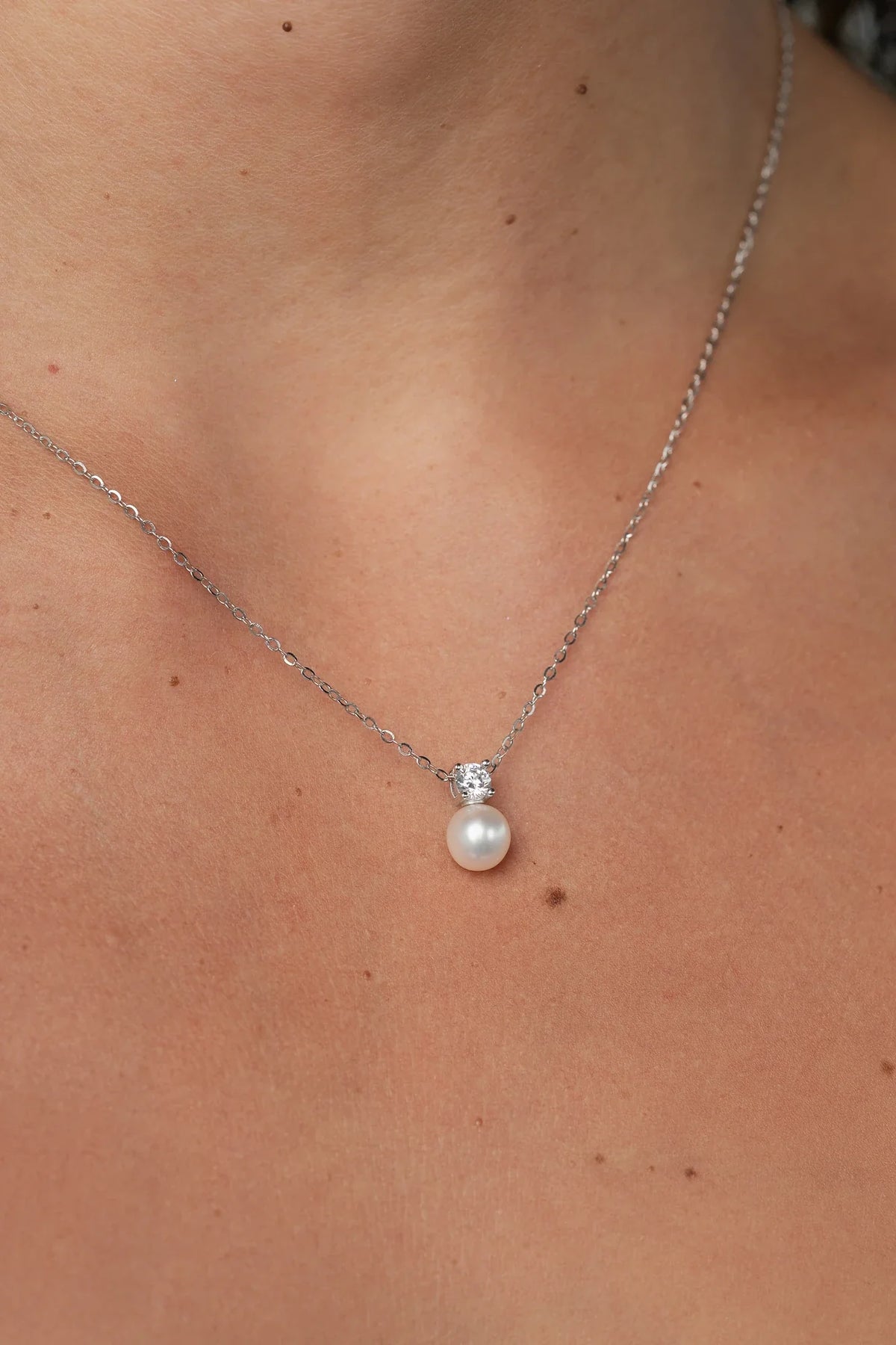 Addilyn Pearl Necklace | Silver