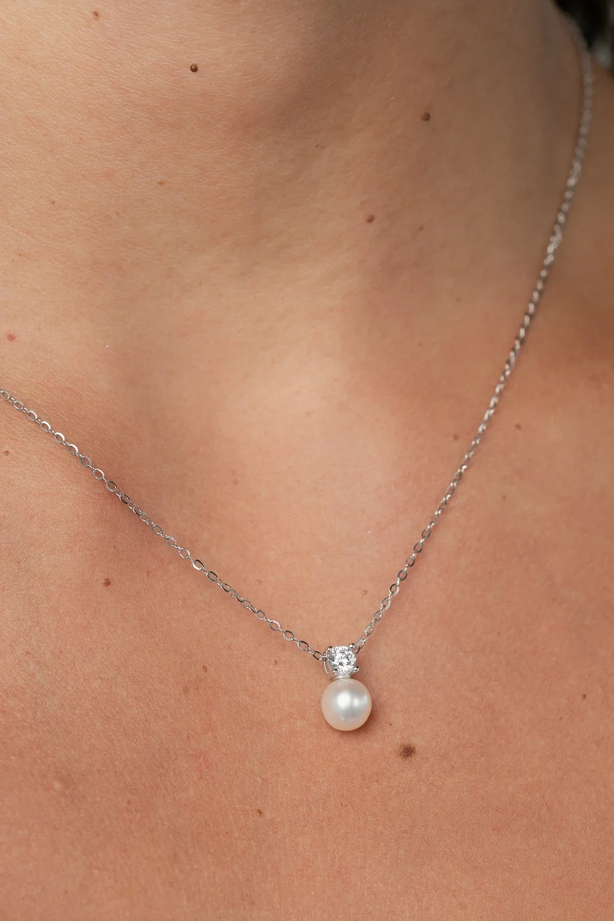 Addilyn Pearl Necklace | Silver