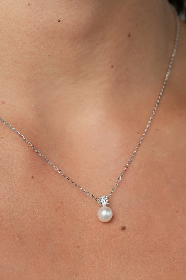 Addilyn Pearl Necklace | Silver