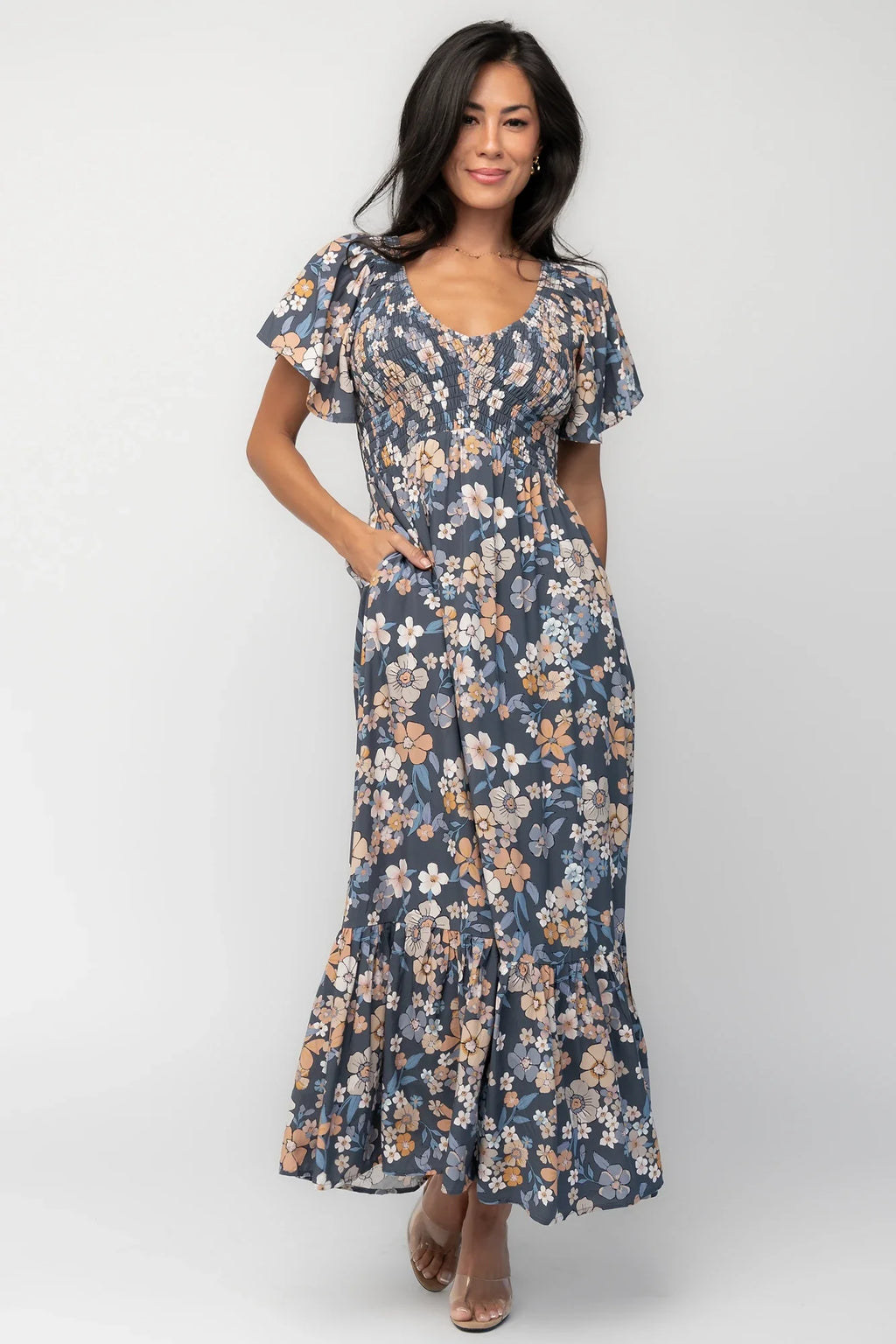 Joanie Smocked Dress | Slate Floral