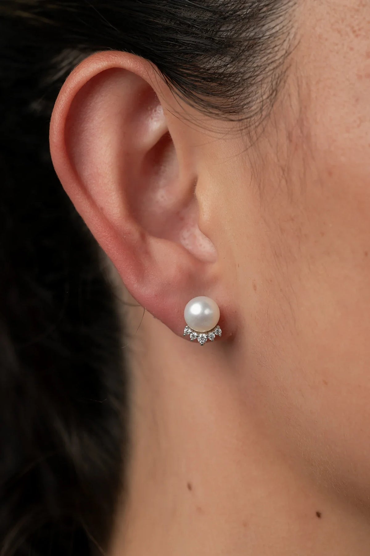 Livvy Pearl Stud Earrings | Silver Main image