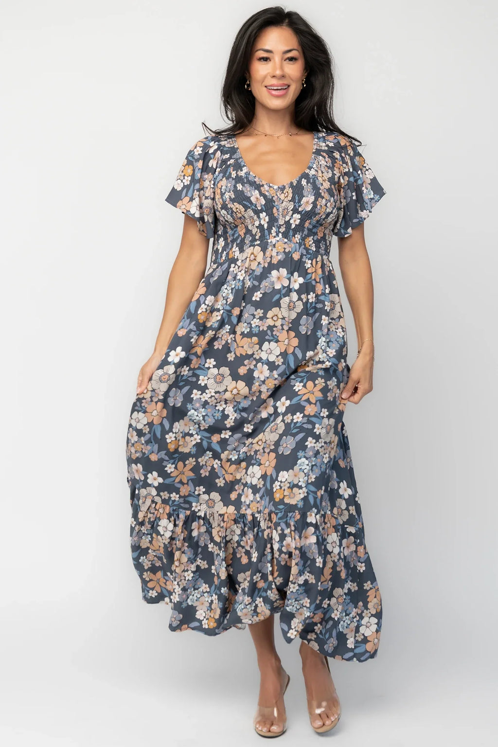 Joanie Smocked Dress | Slate Floral