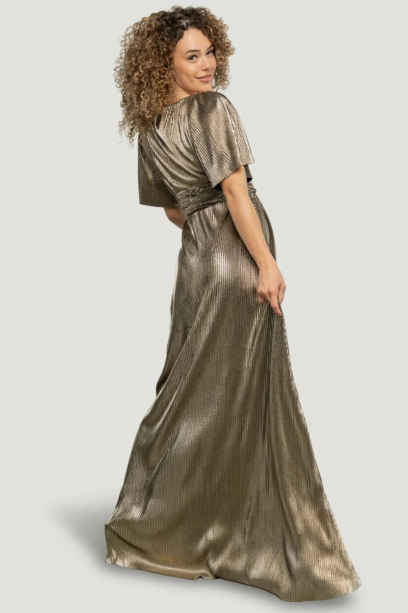 Venetian Pleated Gown | Gold