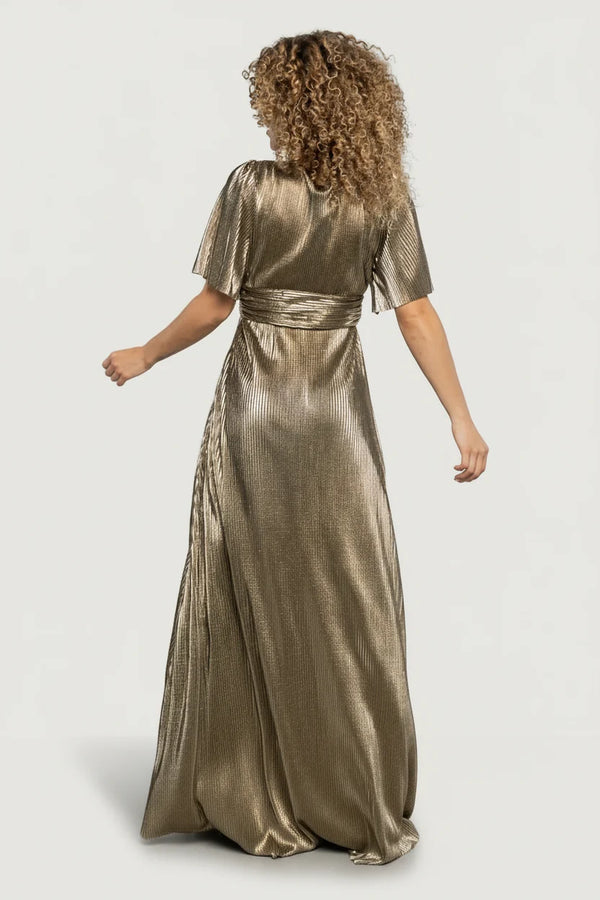 Venetian Pleated Gown | Gold
