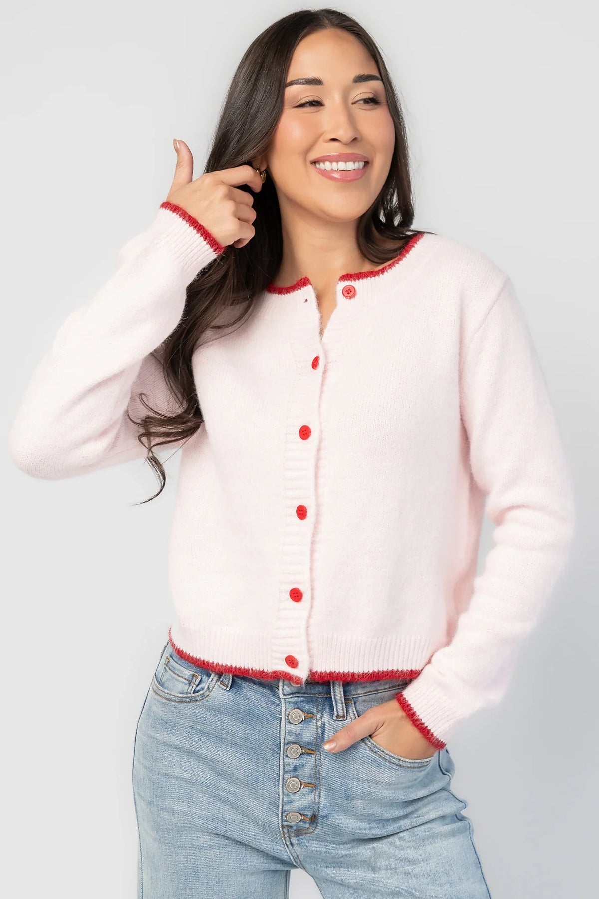 Alanna Cardigan | Blush + Red