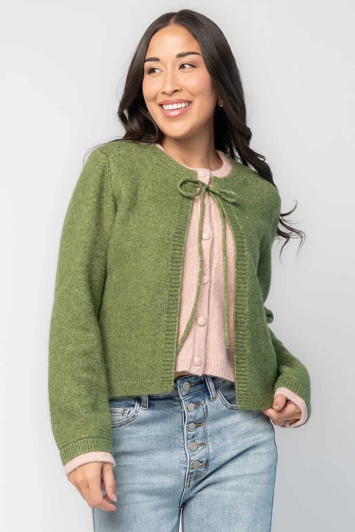 Landry Cardigan | Blush + Green Main image