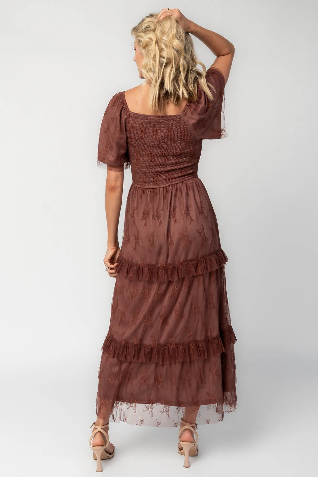 Auden Lace Midi Dress | Mahogany