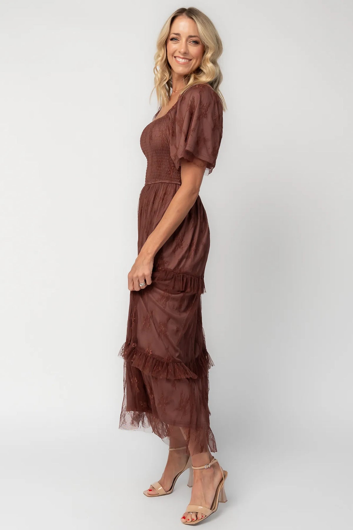 Auden Lace Midi Dress | Mahogany