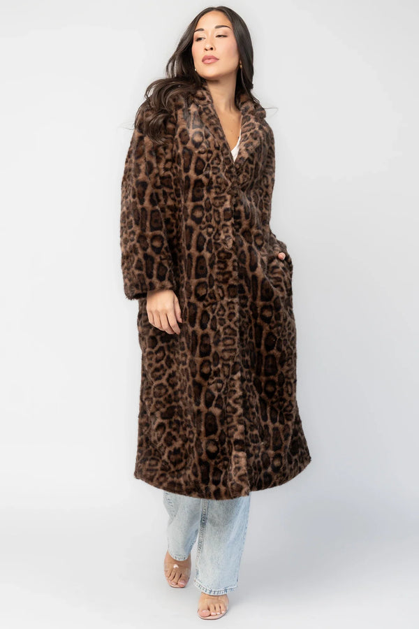 Novalie Coat | Brown Leopard Print