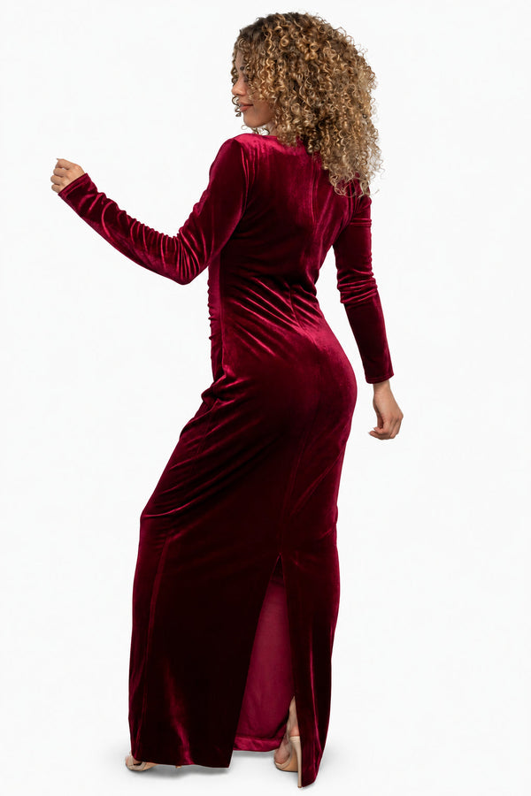 Kourtney Velvet Maxi Dress | Wine