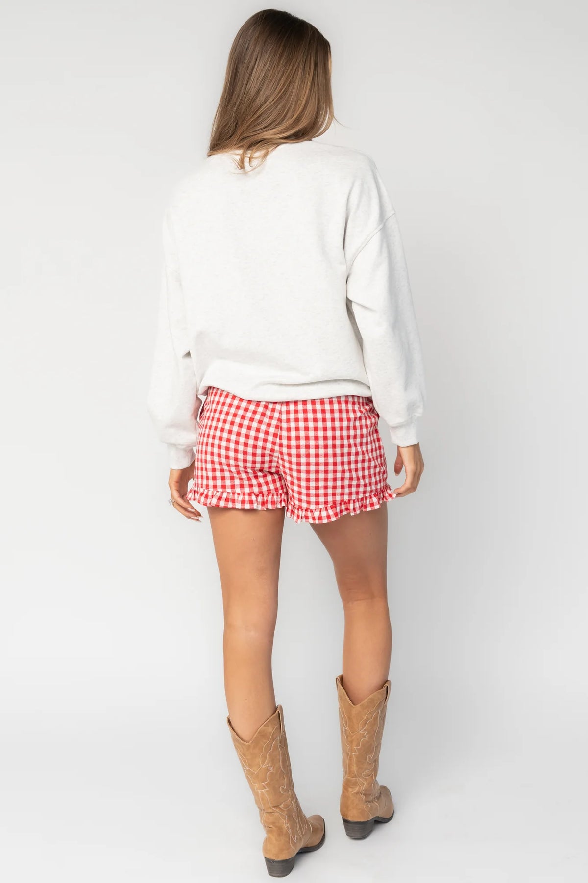 Hope Ruffle Hem Shorts | Red Gingham