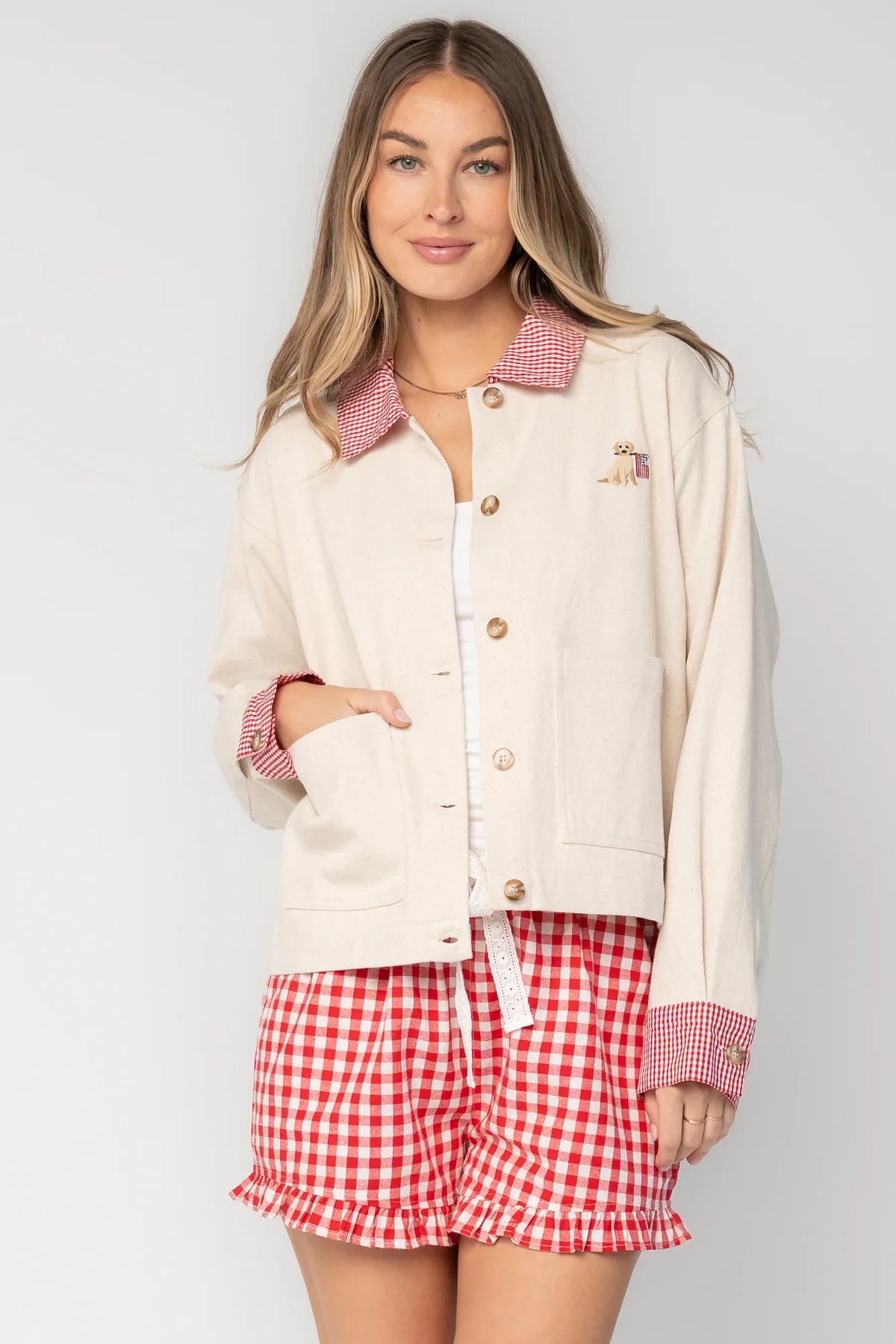 Scout Jacket | Ivory + Red Gingham Main image