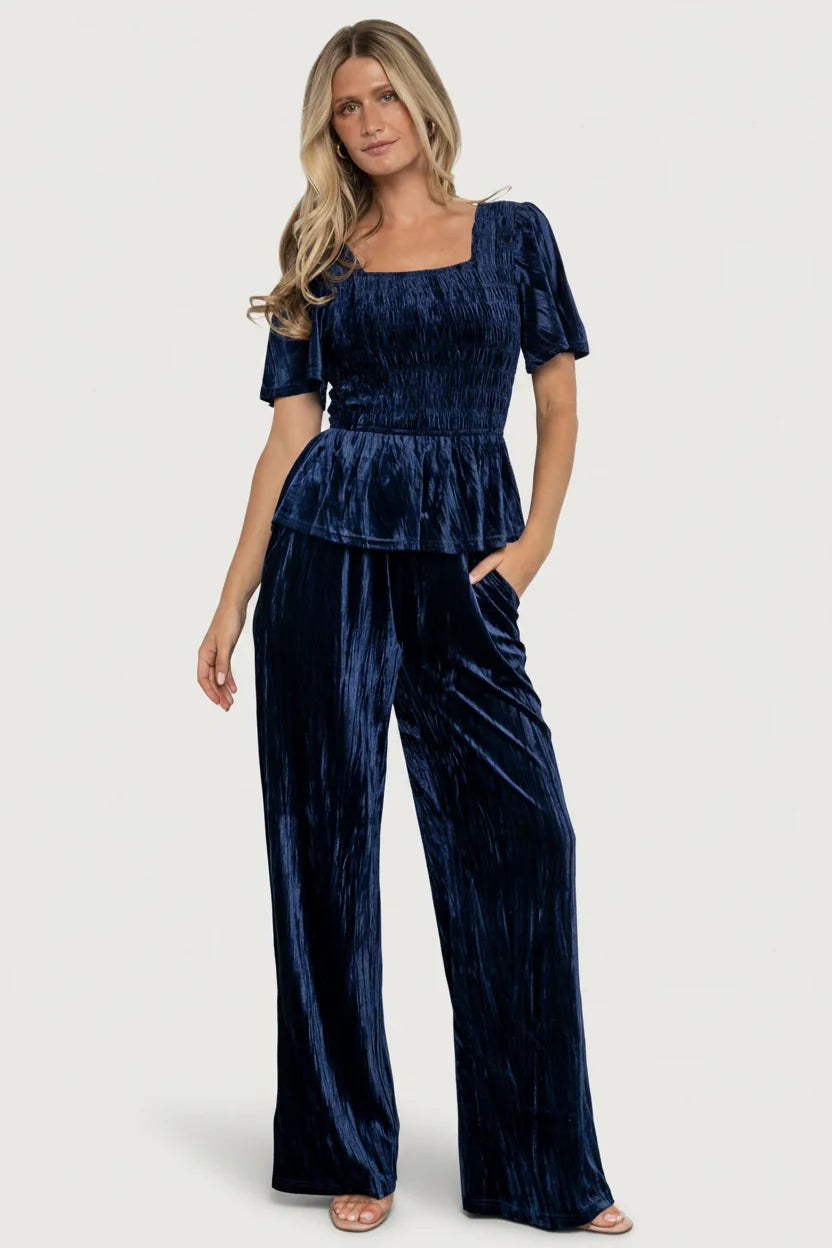 Elin Velvet Set | Navy Main image
