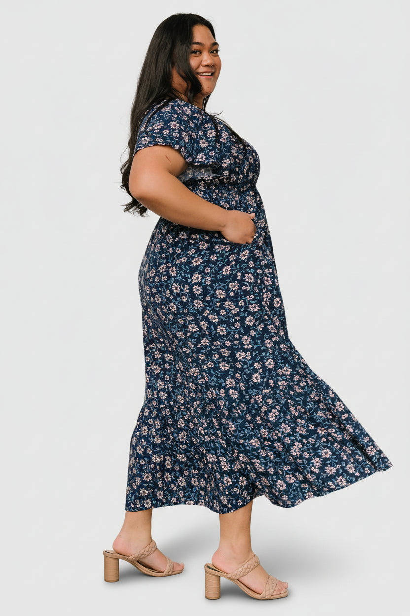 Joanie Smocked Dress | Blue Floral
