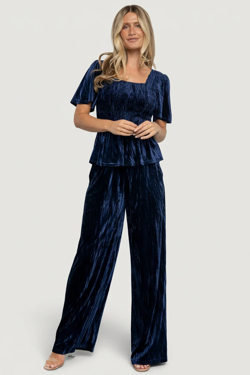 Elin Velvet Set | Navy