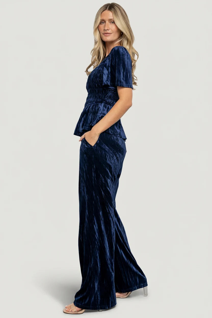 Elin Velvet Set | Navy