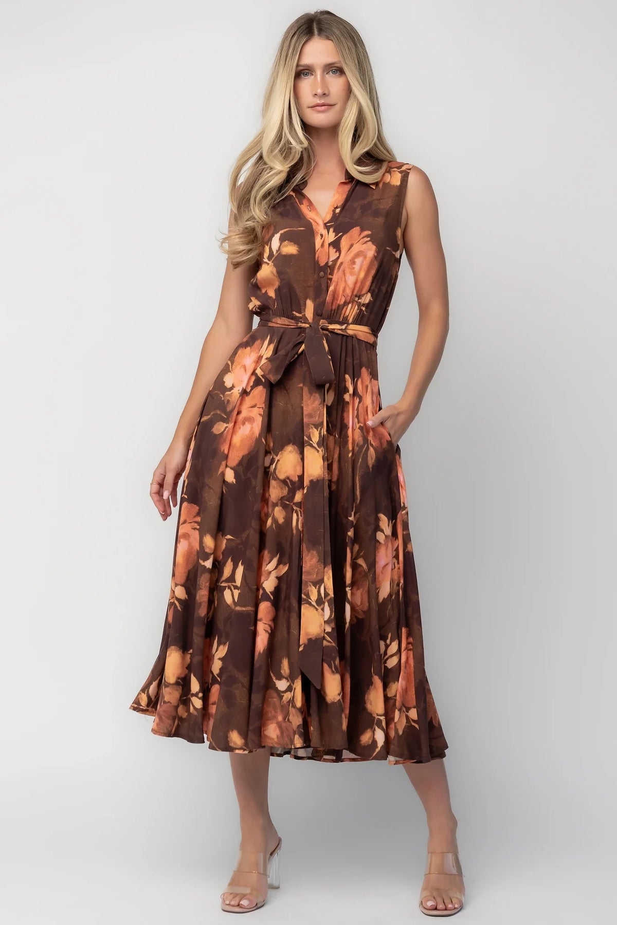 Tess Midi Dress | Brown + Rust Main image