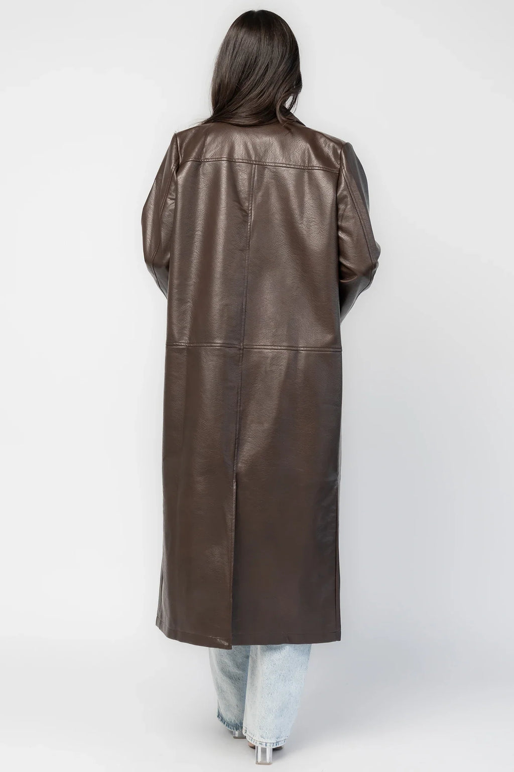 Dove Coat | Brown Faux Leather