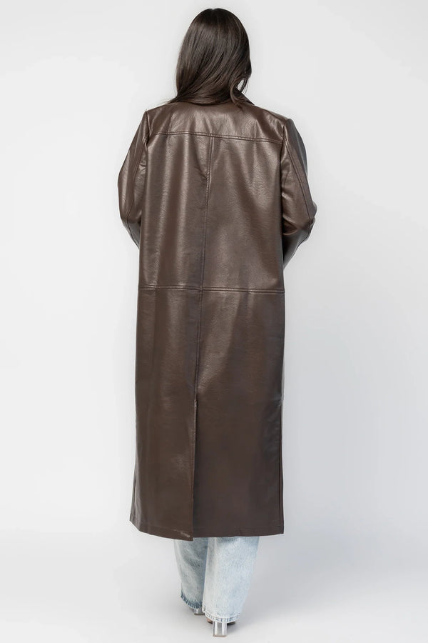 Dove Coat | Brown Faux Leather