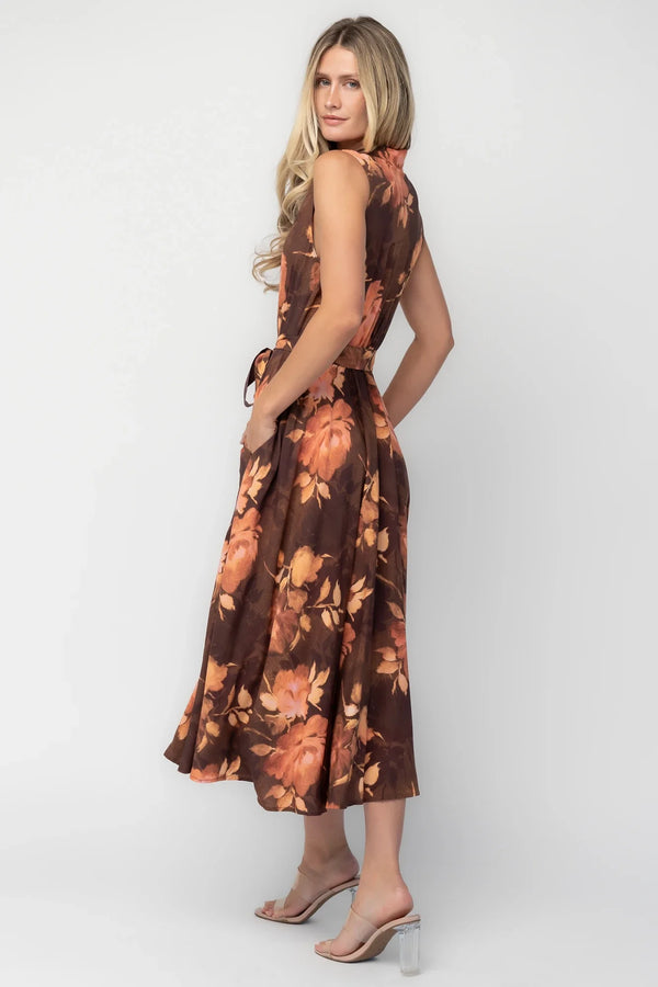 Tess Midi Dress | Brown + Rust