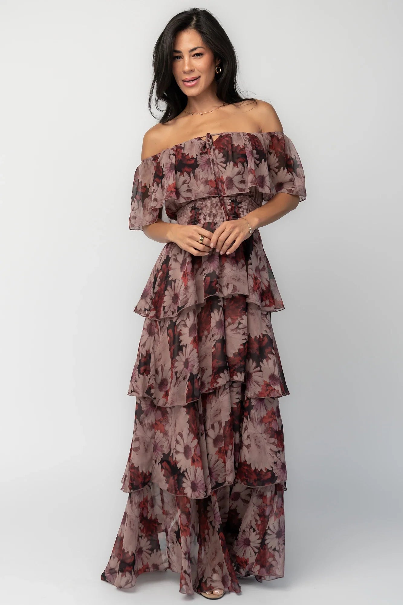 Carina Off Shoulder Maxi Dress | Vintage Berry Floral Secondary image