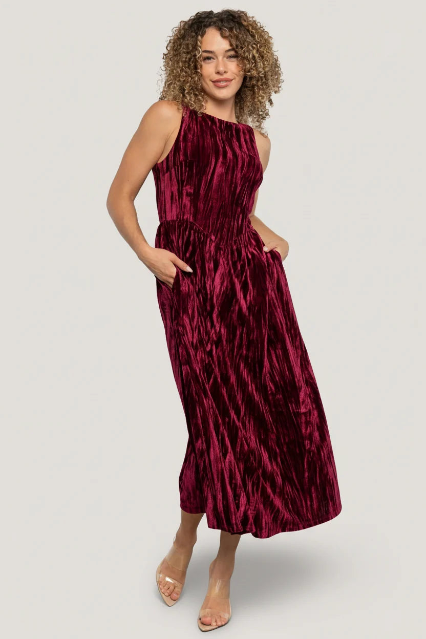 Octavia Velvet Midi Dress | Cranberry Main image