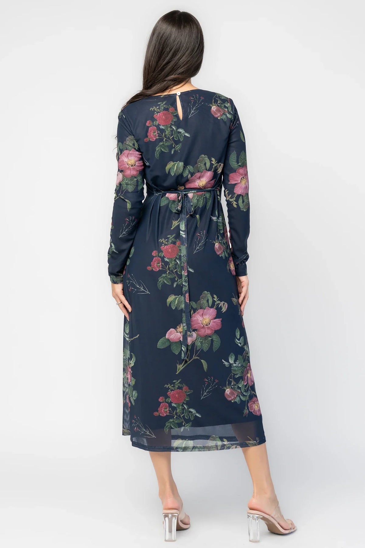 Fiorella Mesh Midi Dress | Navy Floral
