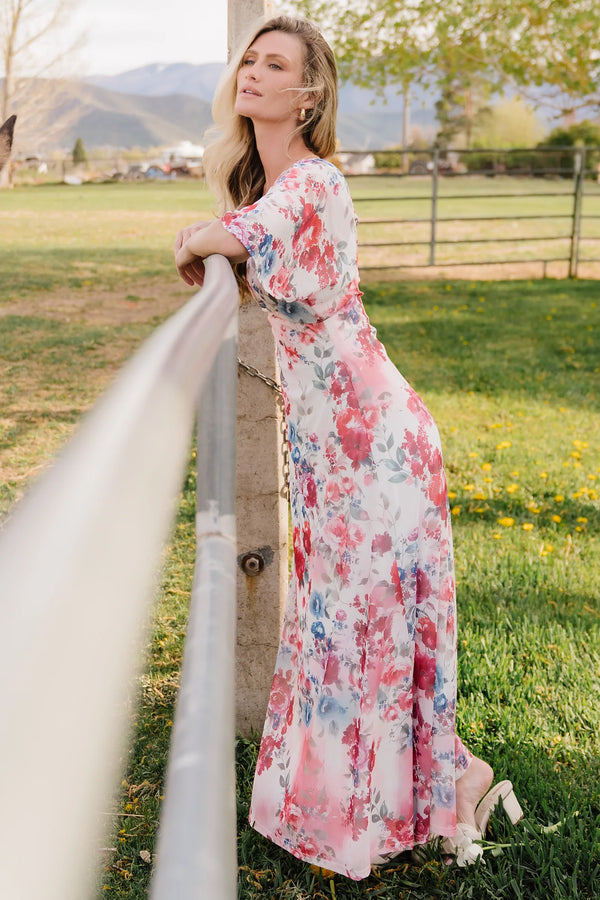 Sevilla Mesh Maxi Dress | Berry Multi Floral