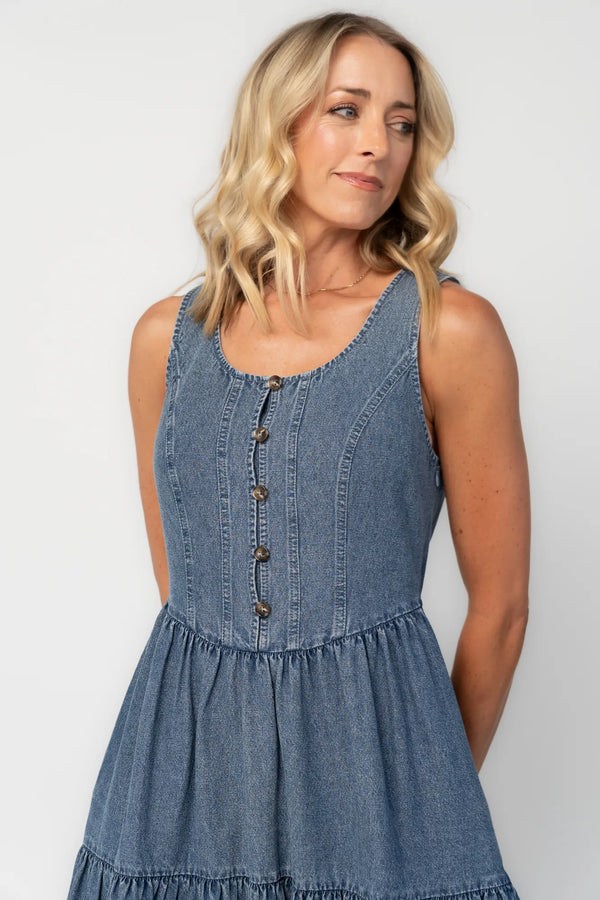 Park Avenue Denim Dress | Medium Wash