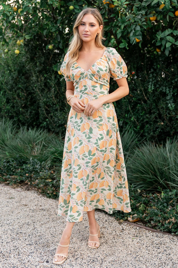 Amalfi Midi Dress | Lemon Print