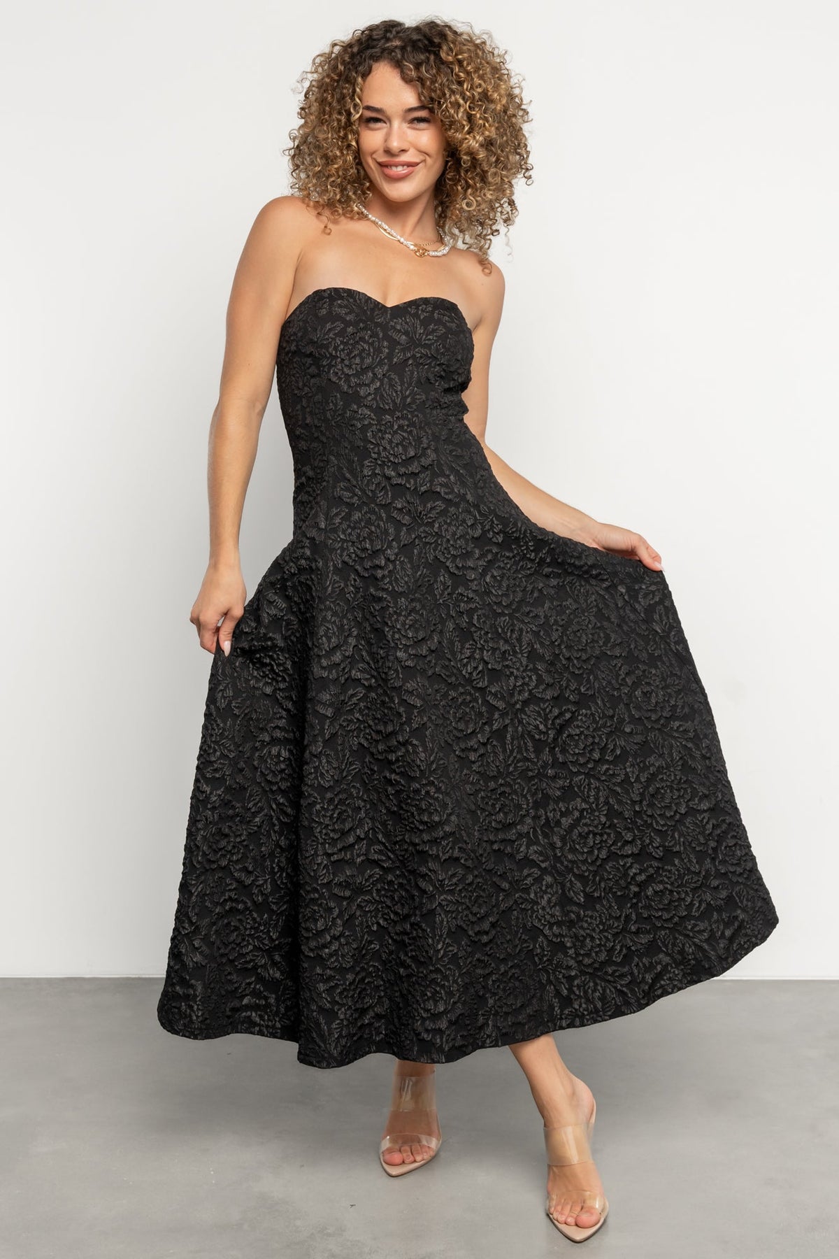 Selene Strapless Midi Dress | Black Main image