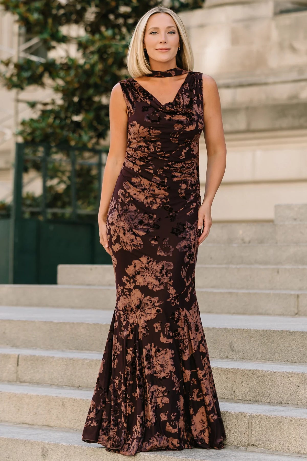Juilliard Velvet Maxi Dress | Brown Main image