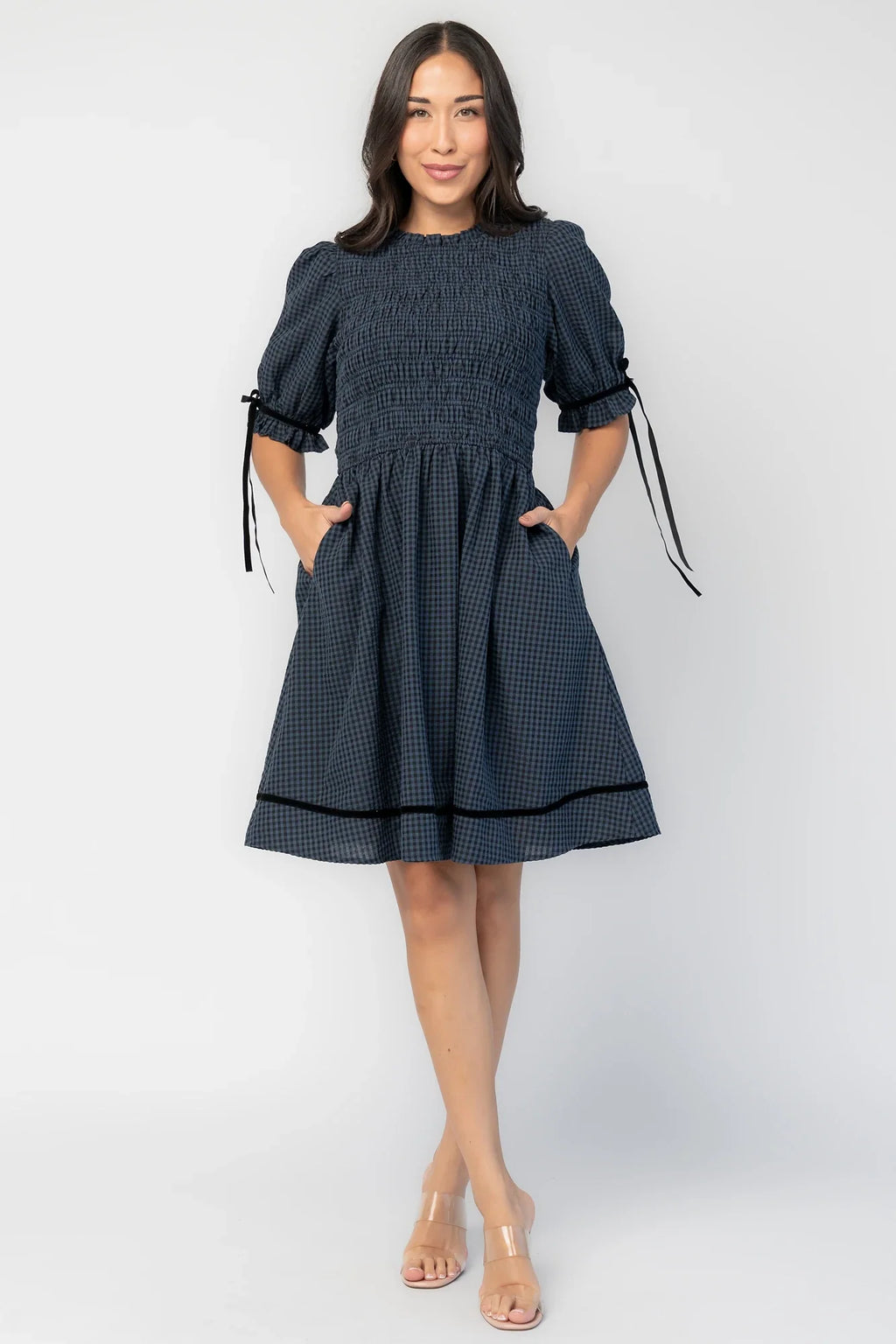 Susan Short Dress | Navy Gingham