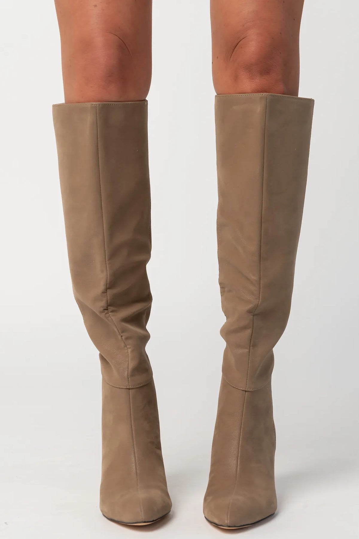 Caitlyn Pointed Toe Knee High Boots | Mocha