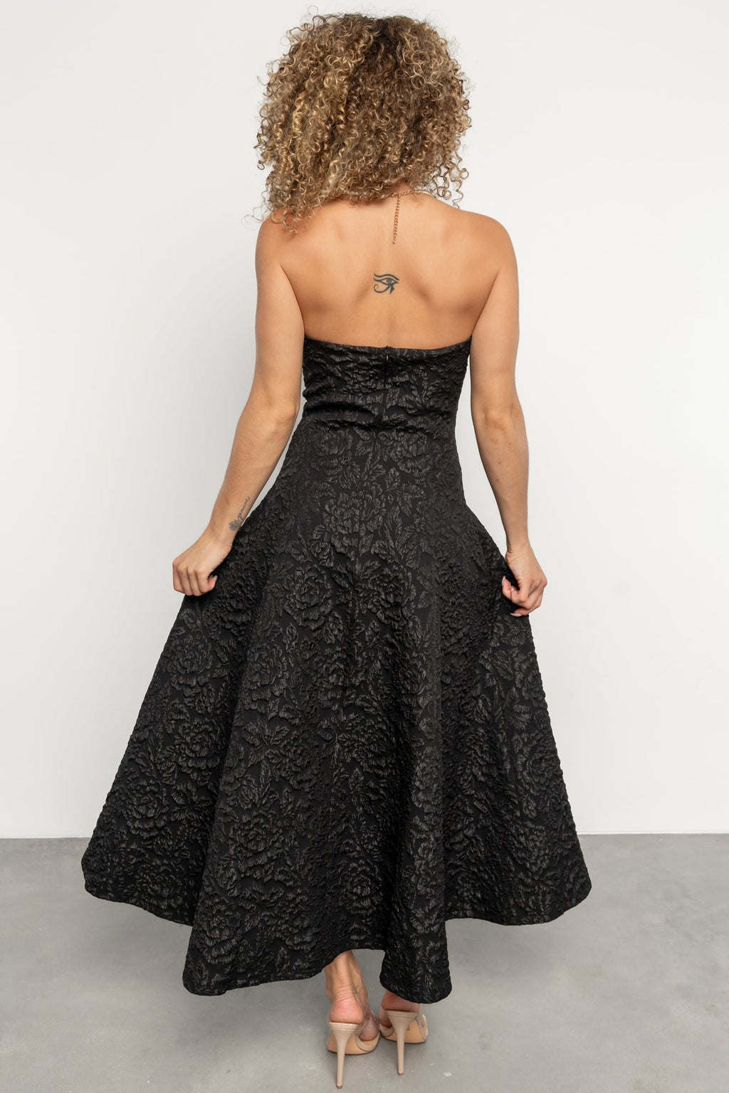 Selene Strapless Midi Dress | Black