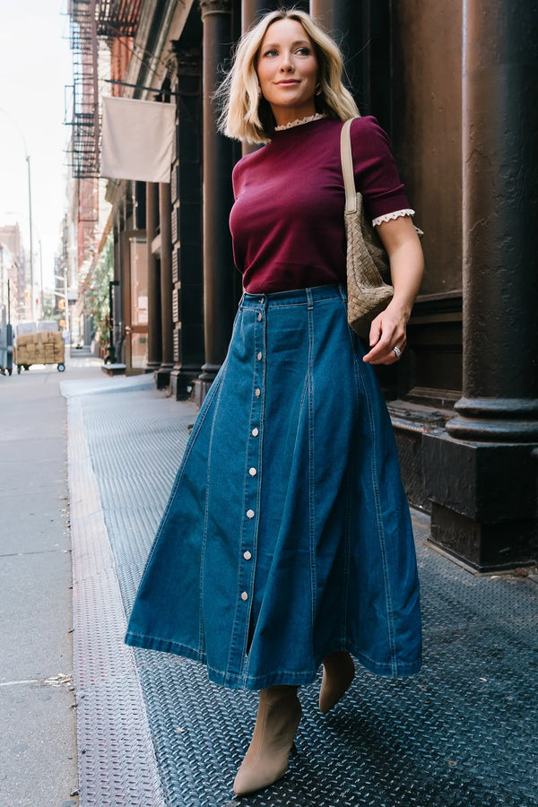 Adeline Sweater Top | Wine