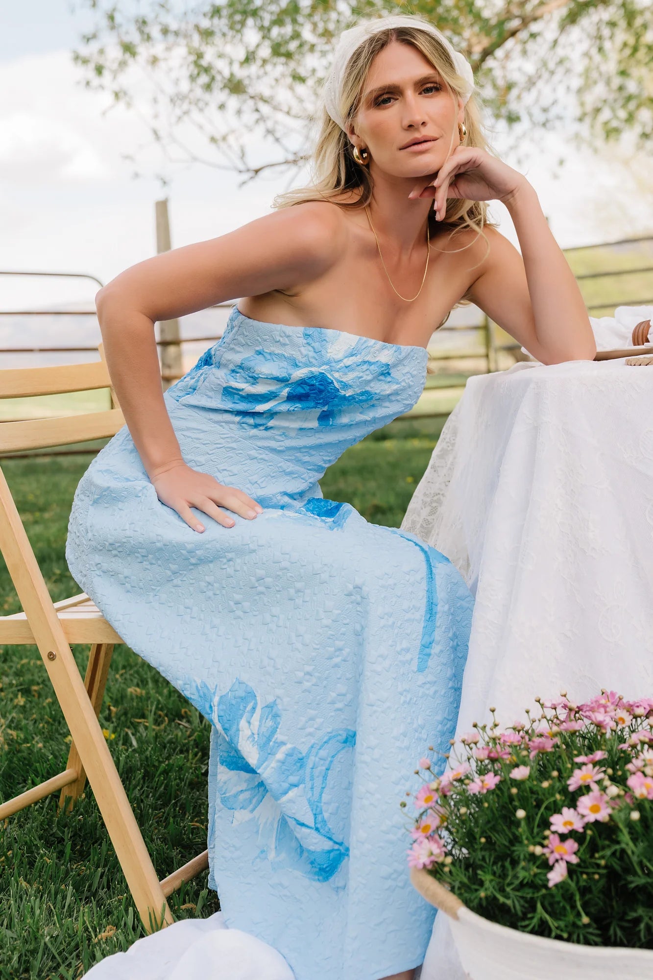 Genesis Strapless Midi Dress | Light Blue Secondary image