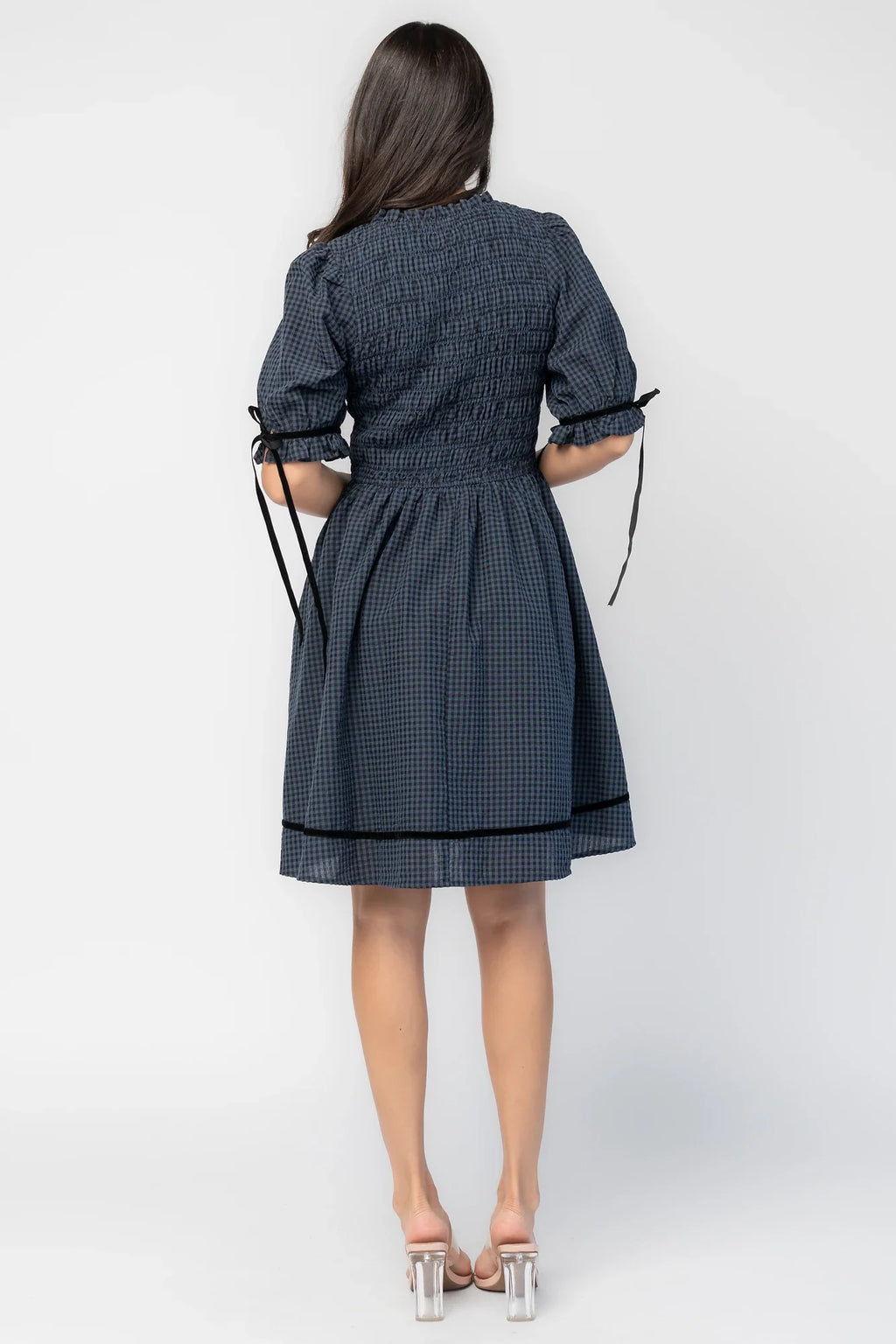 Susan Short Dress | Navy Gingham